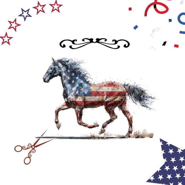 Decoupage Horse Flag Patriotic Mixed Media Seidenpapier (Von Creator hochgeladen)
