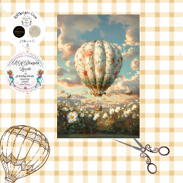 Decoupage Hot Air Ballon Floral Field of Daisies Seidenpapier