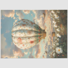 Decoupage Hot Air Ballon Floral Field of Daisies Seidenpapier