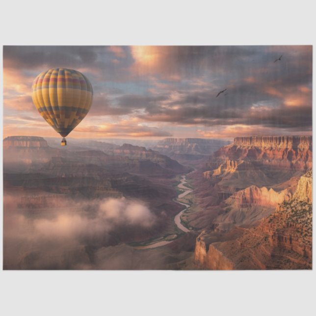 Decoupage Hot Air Ballon Grand Canyon Sunset Seidenpapier (Vorderseite)