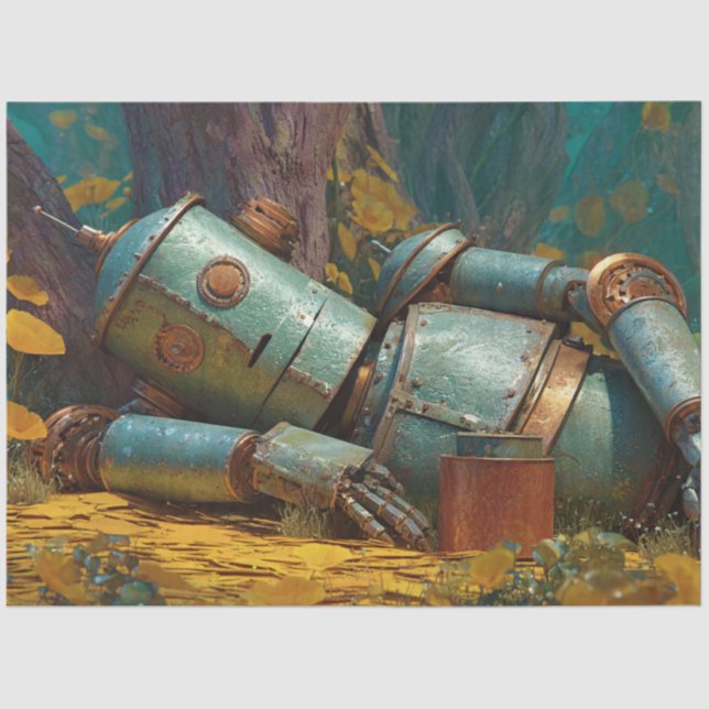 Decoupage Humanoid Robotic Steampunk Seidenpapier (Vorderseite)