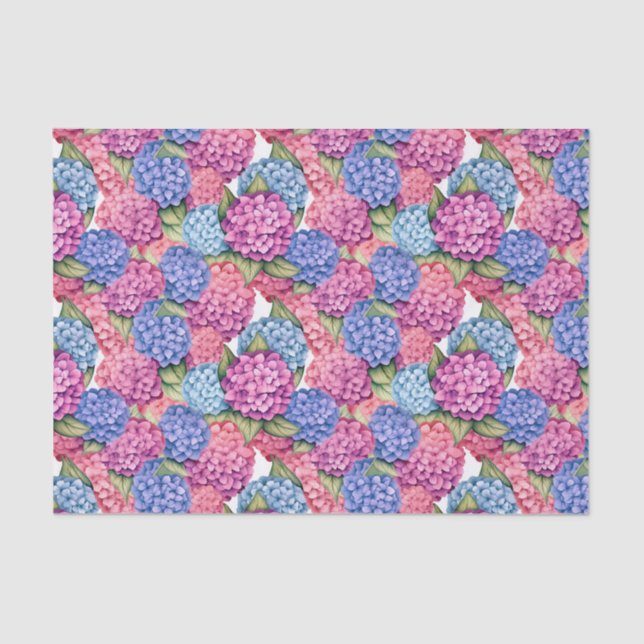 Decoupage Hydrangea Floral Blue Pink Seidenpapier (Vorderseite)