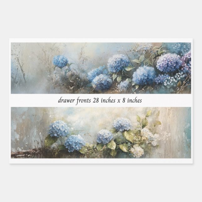Decoupage Hydrangea Flowers Drawer Fronts 29x8  Geschenkpapier Set (Vorderseite)