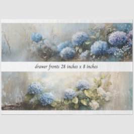 Decoupage Hydrangea Flowers Drawer Fronts 29x8  Seidenpapier