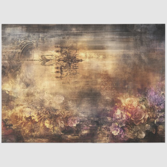 Decoupage Imitats Vintag Warme Erde Tone Kronleuch Seidenpapier (Vorderseite)