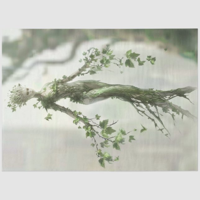 Decoupage irdisches Frauenbild mit Baum Seidenpapier (Vorderseite)