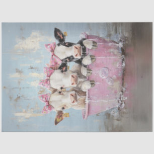Decoupage Jersey Kühe in Bubble Bath Pink Tube Seidenpapier