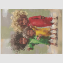 Decoupage Joyful Curaded Children in Red