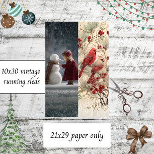 Découpage Kinder Schneemann Kardinäle Läufer Schli Seidenpapier