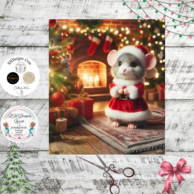 Decoupage Klassischer Santa-Maus Roter Anzug Seidenpapier (Von Creator hochgeladen)