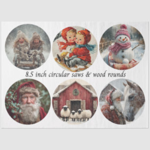Decoupage-Kreissäge Vintage-Runden 8,5" Seidenpapier