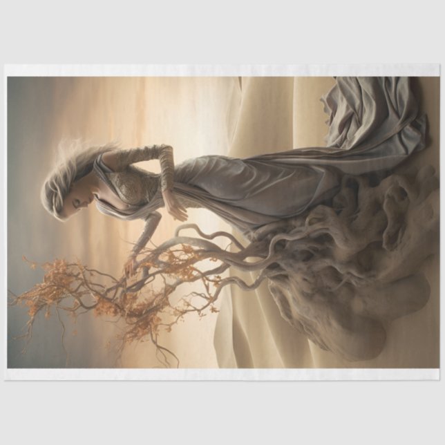 Decoupage Lady in der Wüste Seidenpapier (Vorderseite)