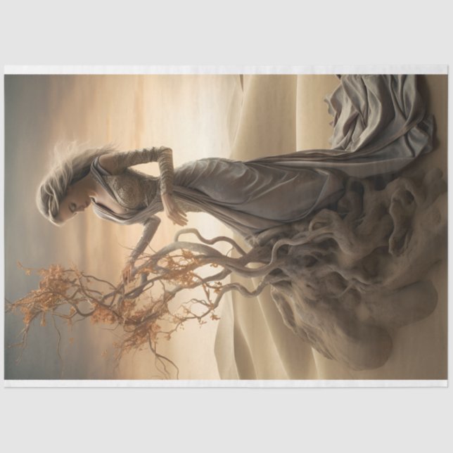 Decoupage Lady in der Wüste Seidenpapier (Vorderseite)