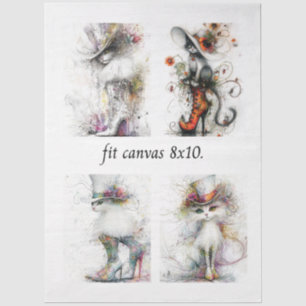 Decoupage Launische Katzen, passend für 8 x 10 Lei Seidenpapier
