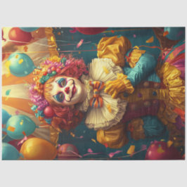 Decoupage Lebendiger Clown gelb, blau rot Seidenpapier