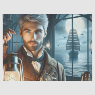 Decoupage Lighthouse Keeper Steampunk Viktorianisc Seidenpapier