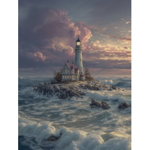 Decoupage Lighthouse Stormy Sees Seidenpapier