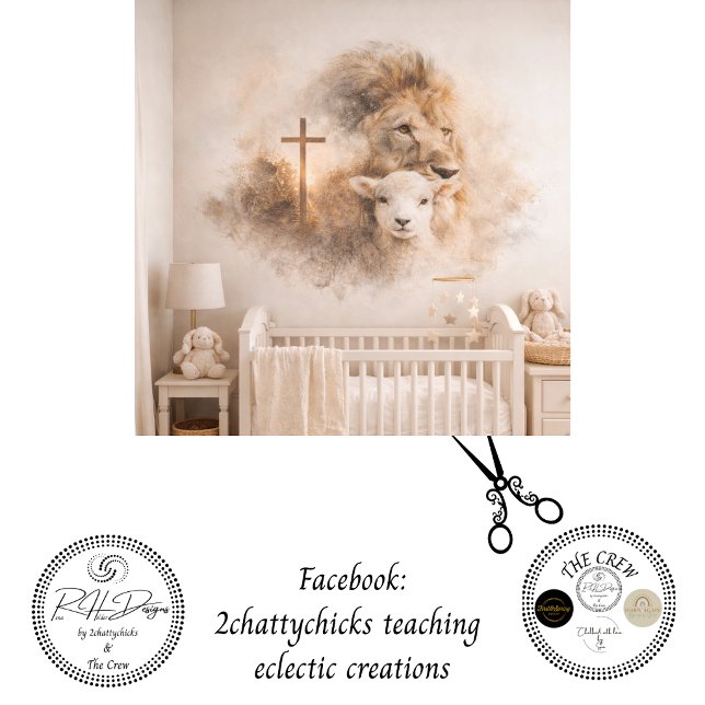Decoupage Lion Cross Lamb Double Exposure Art  Seidenpapier (Von Creator hochgeladen)