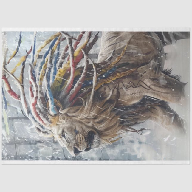 Decoupage Lion Dreadlocks Haarfadenpapier Seidenpapier (Vorderseite)