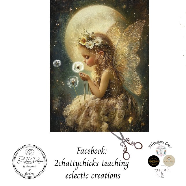Decoupage Little Girl Fairy Moon Night Setting Seidenpapier (Von Creator hochgeladen)
