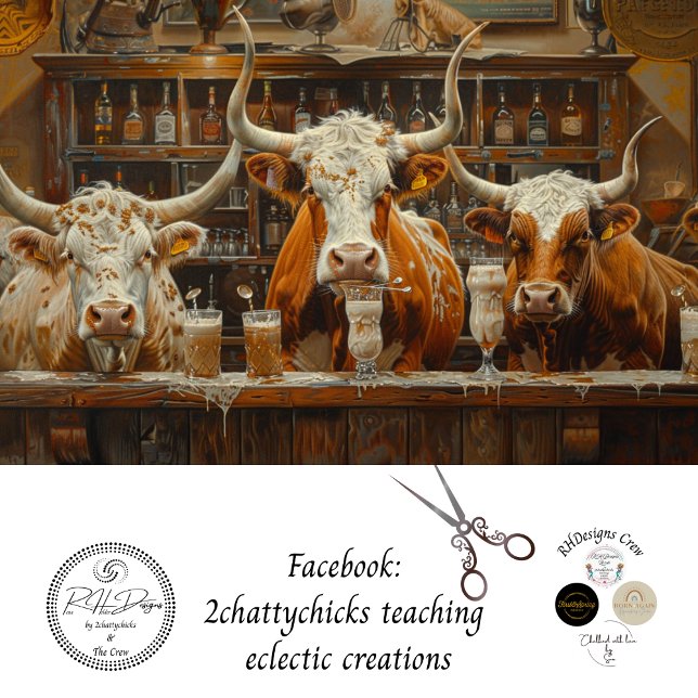 Decoupage Longhorn Kühe Bar trinken Milchshakes Seidenpapier (Von Creator hochgeladen)