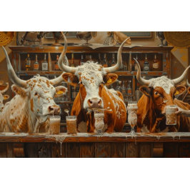 Decoupage Longhorn Kühe Bar trinken Milchshakes Seidenpapier