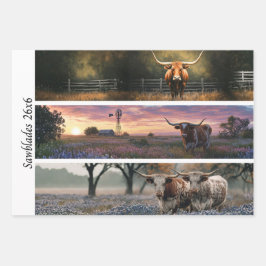 Decoupage Longhorn Wester Papers Sawblades Geschenkpapier Set