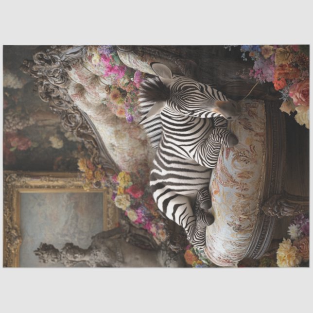 Decoupage Luxurious Zebra Vintag Sessel Seidenpapier (Vorderseite)