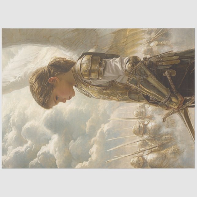 Decoupage Majestic Angelgel Bereit für den Kampf Seidenpapier (Vorderseite)