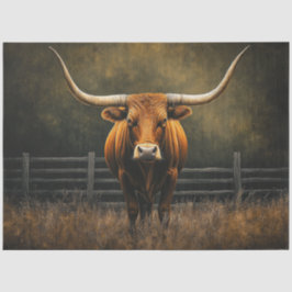 Decoupage Majestic Brown Longhorn Steer in Field Seidenpapier