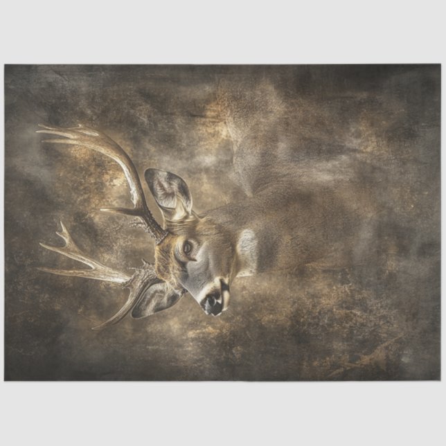 Decoupage Majestic Deer 9 Point Earthy Backgroud Seidenpapier (Vorderseite)