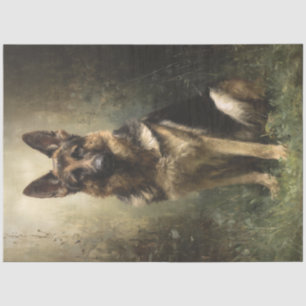 Decoupage Majestic German Shepard Posing Portrait Seidenpapier