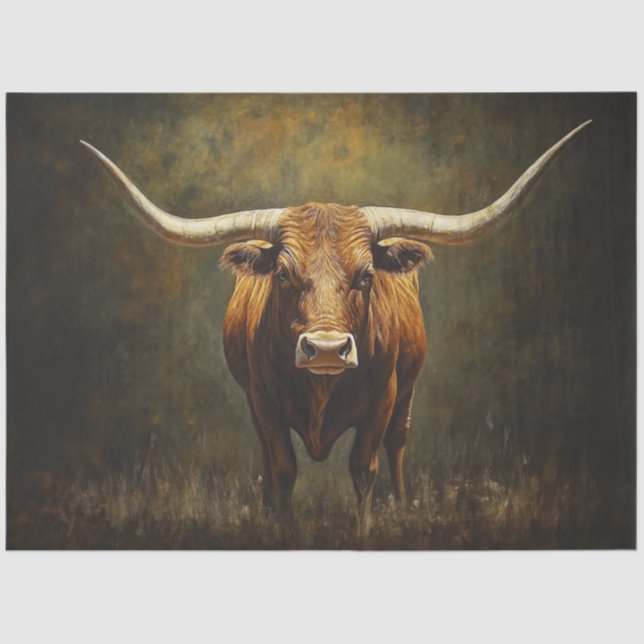 Decoupage Majestic Longhorn Bull Reddish Brown Seidenpapier (Vorderseite)