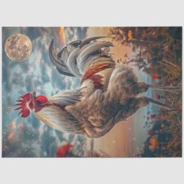 Decoupage Majestic Rooster Vibrann Night Sky Moon Seidenpapier
