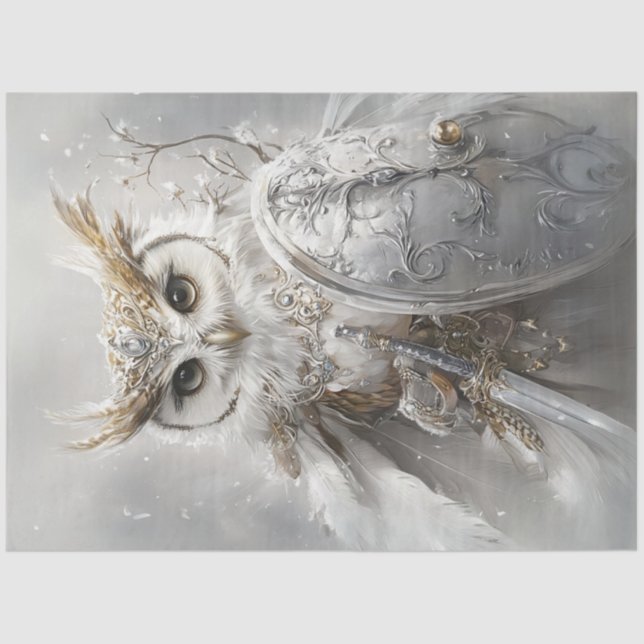 Decoupage Majestic White Owl Sword Seidenpapier (Vorderseite)