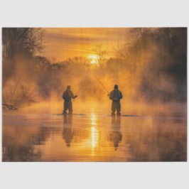 Decoupage malerische Landschaft Männer Fischen Seidenpapier