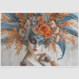 Decoupage Mardi Gras Queen mit Headresse Seidenpapier