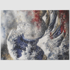 Decoupage Massive Ocean Wave USA Flag Seidenpapier