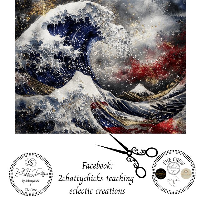 Decoupage Massive Ocean Wave USA Flag Seidenpapier (Von Creator hochgeladen)