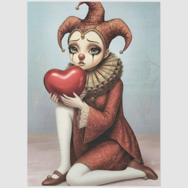 Decoupage melancholic harlequin seidenpapier (Vorderseite)