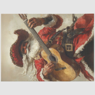 Decoupage Mexican Santa Playing Guitar Seidenpapier