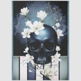 Decoupage Midnight Skull with Magnolia Seidenpapier