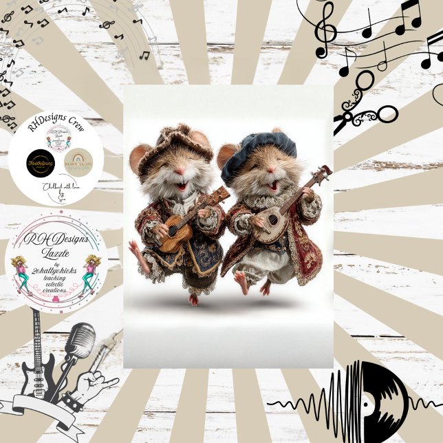 Decoupage Minstrel Mäuse Fur Feather Funk Band Seidenpapier (Von Creator hochgeladen)