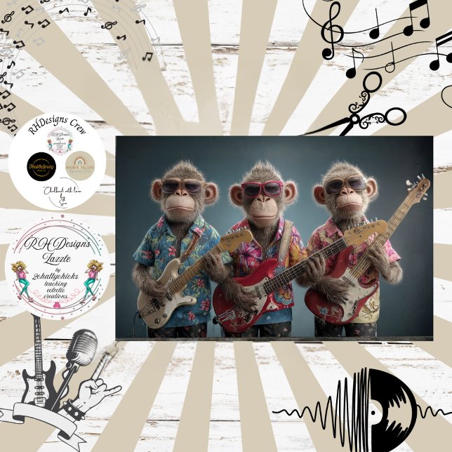 Decoupage Monkey Mayhem Fur Feather Funk Band Seidenpapier (Von Creator hochgeladen)