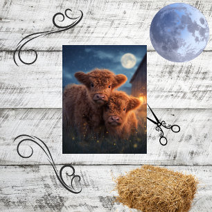 Decoupage Moonlit Night Highland Mama & Baby Seidenpapier