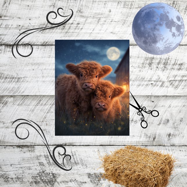 Decoupage Moonlit Night Highland Mama & Baby Seidenpapier (Von Creator hochgeladen)