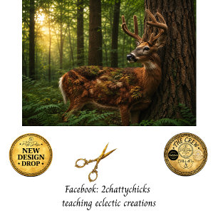Découpage-Moos-Wald-Kunst mit Hirschen Seidenpapier