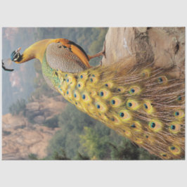 Decoupage Mountain Majestic Peacock Golden Seidenpapier