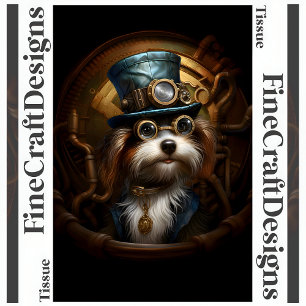 Decoupage Mousseline Steampunk Dog Imitate Ink 033 Seidenpapier