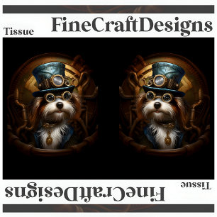 Decoupage Mousseline Steampunk Dog Imitate Ink LR  Seidenpapier